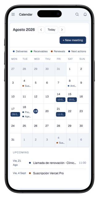 The VigoLabs OS calendar on a phone